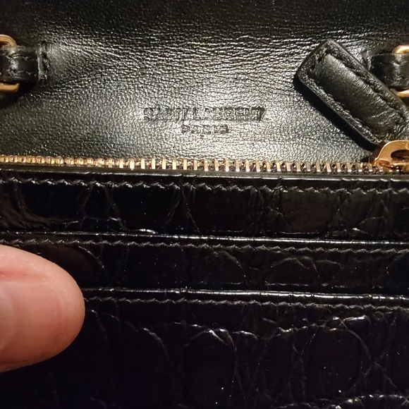 Saint Laurent Black Croc-Embossed Crossbody with Gold Chain - Picture 5 of 5